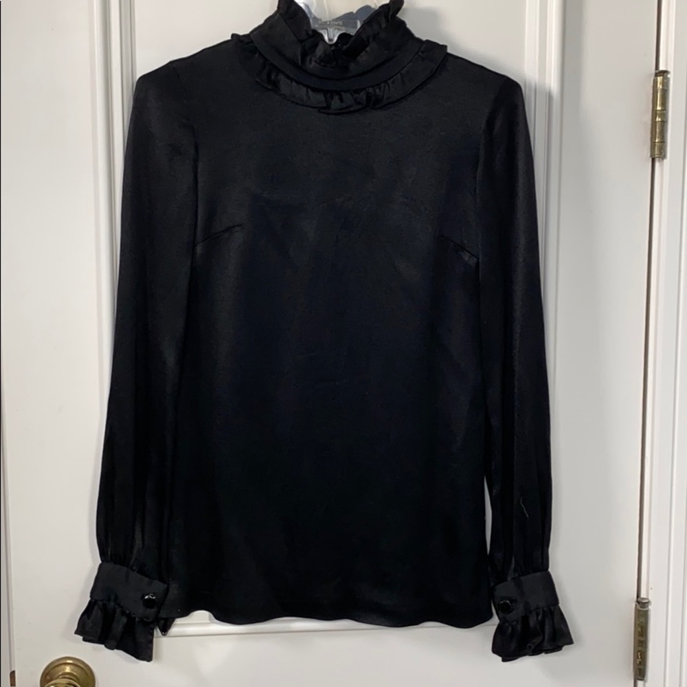 Vintage Custom made high collar evening blouse-S